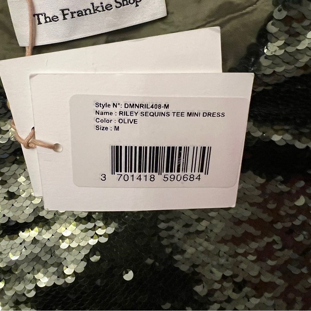 The Frankie Shop ‘Riley’ Sequins Tee Dress in Olive Green NEW NWT - Picture 8 of 13